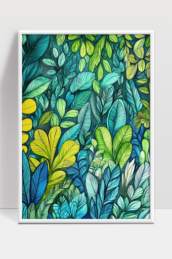 绿色植物叶子抽象艺术多彩自然梦幻背景