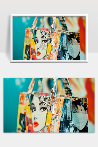 彩色街头艺术风格设计的时尚个性手提包展示