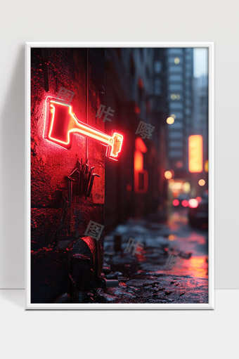 霓虹灯光映照下的城市夜晚街景氛围