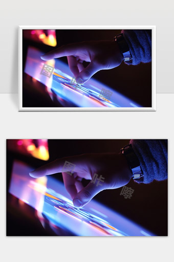 手指触控未来科技感多彩屏幕互动体验