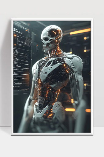 未来科技机器人骨骼结构智能机械生命体展示