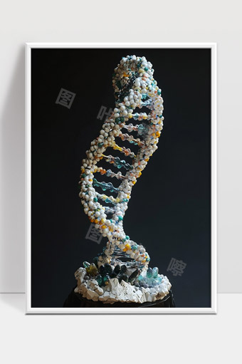 三维彩色DNA双螺旋分子结构艺术雕塑展示