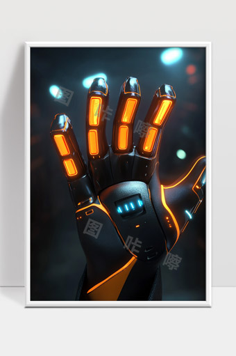未来科技感智能机械手展示未来机械时代光影效果