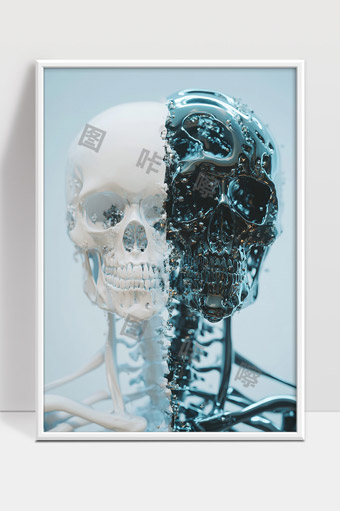 半机械半骨骼融合人体骷髅科幻未来科技艺术
