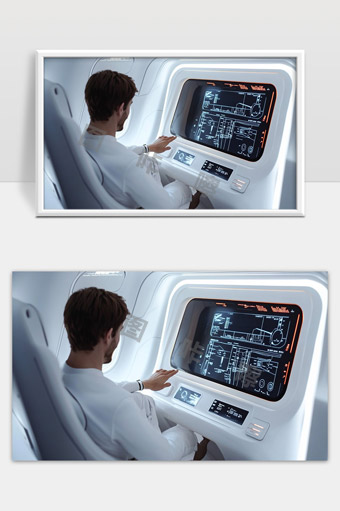 未来科技空间设计师操作高科技智能界面系统