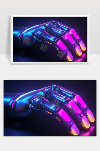 未来科技感金属机器人手部灵活操作展示