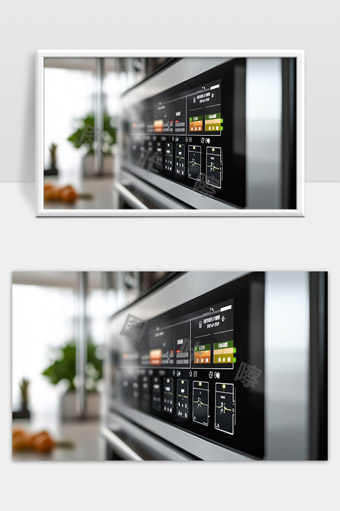 现代厨房智能烤箱操作界面特写
