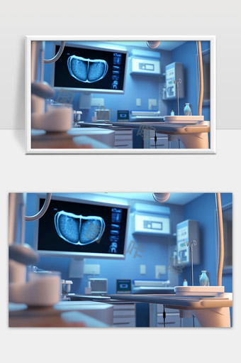 现代医疗手术室脑部扫描设备高科技检查环境