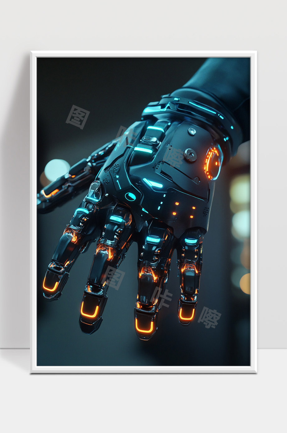 未来科技感机械手臂智能高科技机器人手部特写