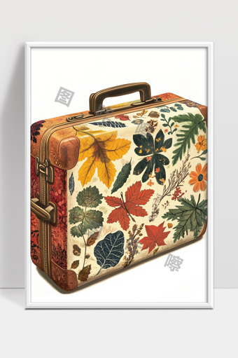 复古风格秋叶图案手提箱复古旅行箱设计