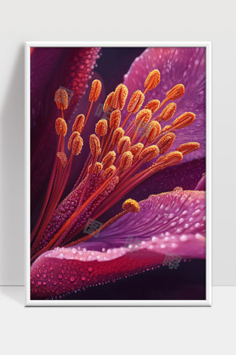 紫色花朵细节特写露珠花蕊绽放春天美景