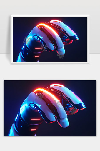 未来科技感机械手臂光效智能机器人手指动态