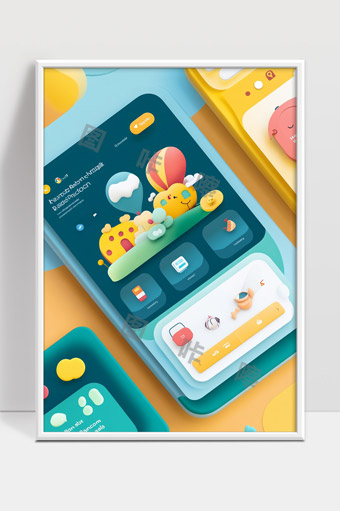 可爱卡通风格的手机界面设计展示