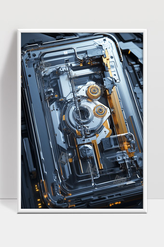 未来科技风透明机械装置内部结构展示