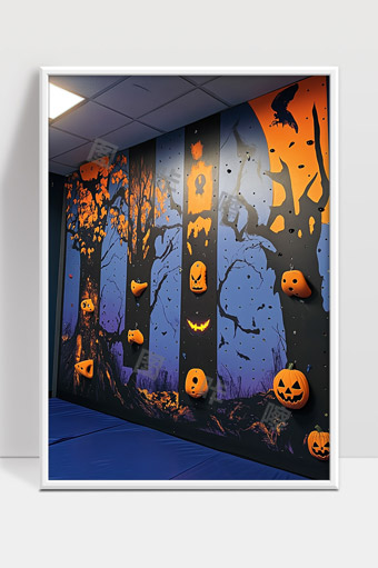 万圣节主题攀岩墙万圣节南瓜鬼怪装饰