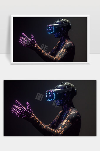 未来感虚拟现实技术体验沉浸式互动场景