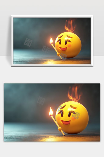 表情符号点燃火柴温暖光芒充满期待和希望