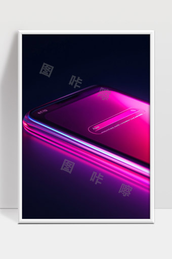 炫彩霓虹光效下的未来感智能手机展示