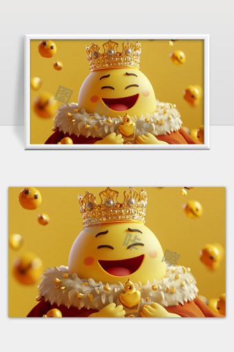 金色皇冠笑脸表情包欢乐卡通形象设计
