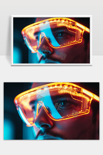 未来科技感夜光护目镜男性特写人像高清摄影