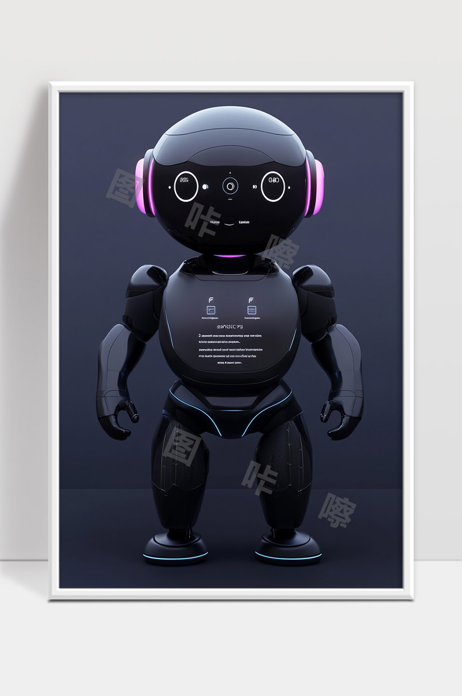 未来智能机器人全身黑色科技感设计形象展示