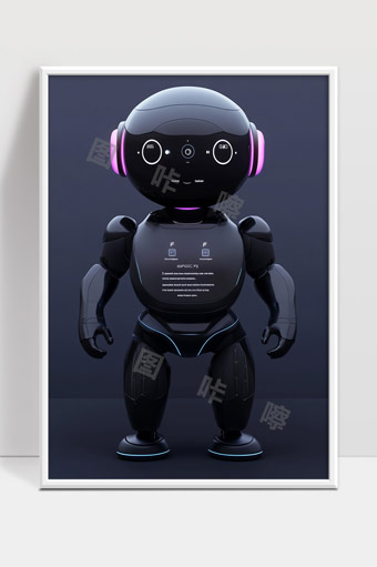 未来智能机器人全身黑色科技感设计形象展示