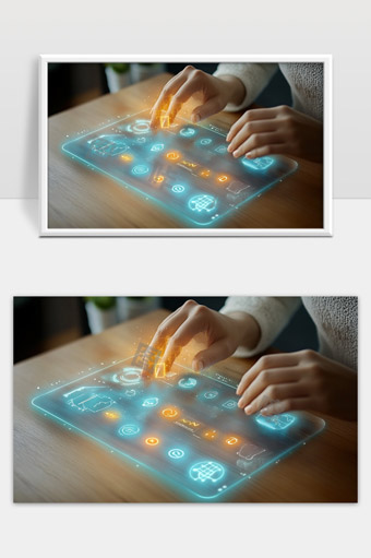 未来智能交互科技虚拟触控界面操作场景展示