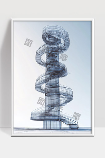 现代钢结构螺旋楼梯三维设计模型展示