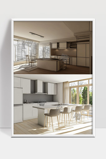 现代厨房设计效果图白色简约风格家居装修