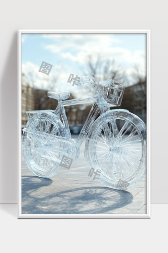 透明冰雕自行车艺术创意雕塑展示
