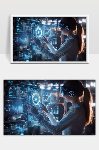 虚拟现实智能交互未来科技数据分析展示