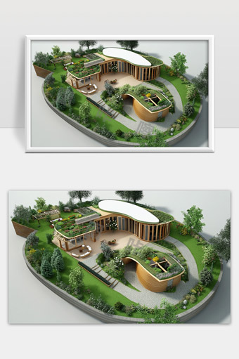 现代生态环保绿色别墅屋顶花园景观设计