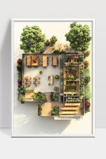 现代绿色办公空间鸟瞰设计融合自然与休闲区域
