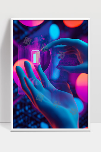 未来科技感数字信息交互手势场景展示