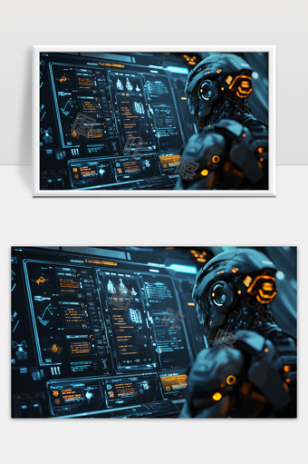 未来科技智能机器人操作高端数据分析界面