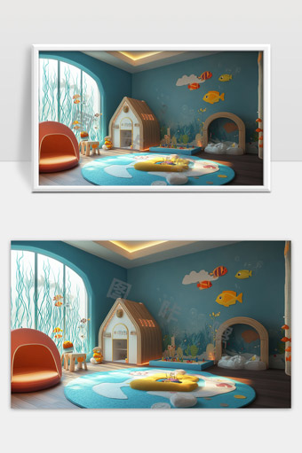 儿童海洋主题房间温馨舒适亲子游乐空间设计