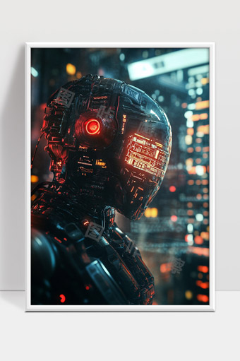 未来城市中的高科技智能机器人形象