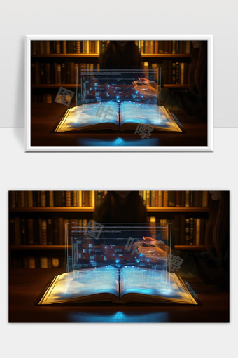 未来科技感魔法书智能虚拟现实交互学习场景