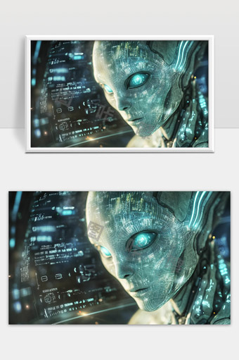 未来智能机器人数字世界中深度思考的科技形象