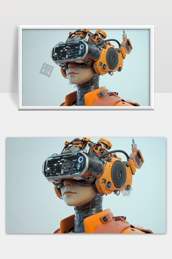 未来科技感机械头盔智能战士虚拟现实视觉系统
