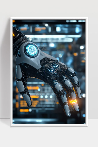 未来科技感机器人机械手臂智能操作场景展示