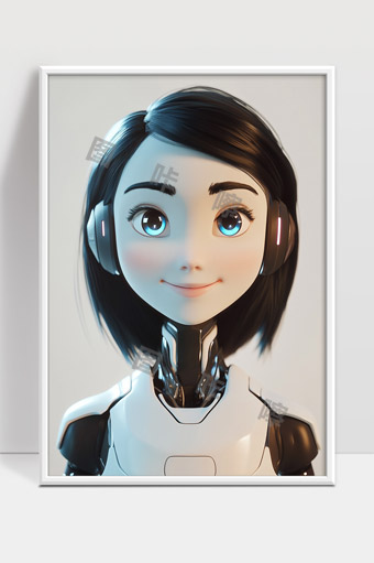 未来科技感机器人女性智能助手形象设计