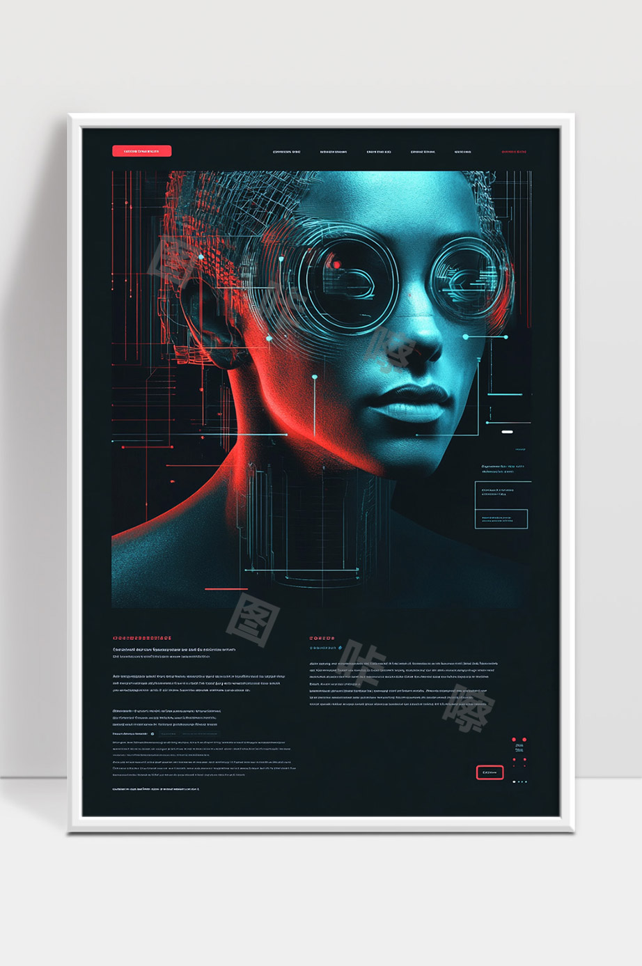 未来科技感数字人脸与人工智能数据融合展示