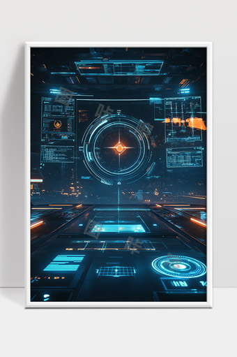 未来科技感数据界面智能控制中心全息显示