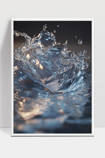 清澈水滴溅起瞬间水花动感美景