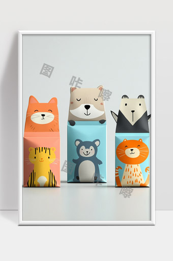 可爱动物造型盒子创意卡通包装设计展示