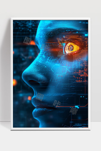 未来科技感人脸数字网络信息交互视觉