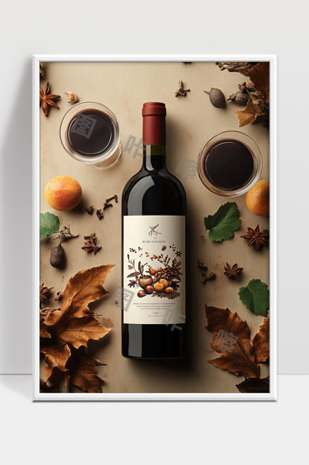 秋日风情红酒与香料优雅静物摆拍