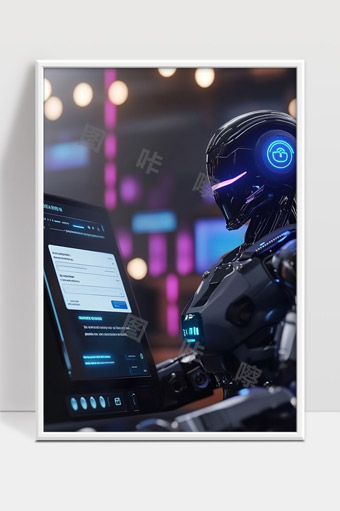 未来智能机器人在高科技环境中操作电脑界面