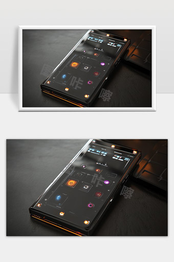 未来感智能手机界面科技风格黑色操作系统设计